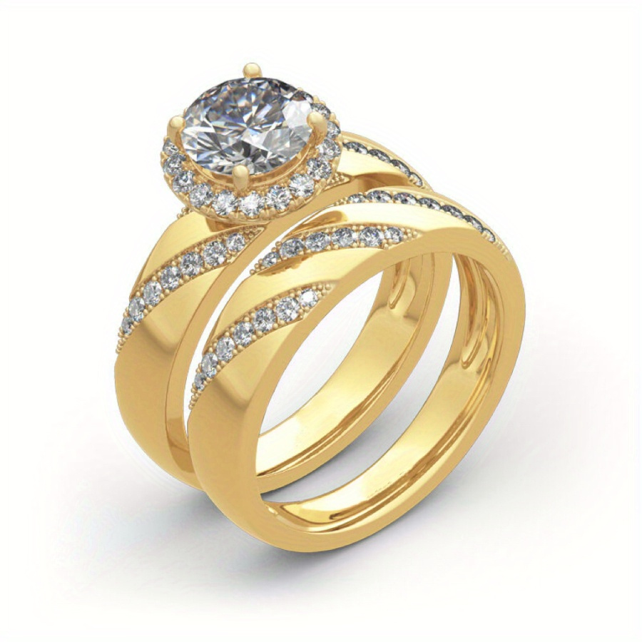

2pcs/ Set Vintage Women's Fashion Ring Set Wedding Band Engagement Party Casual Accessories Mother's Day Birthday Christmas Gift Women Luxury Jewelry Us 5-11#