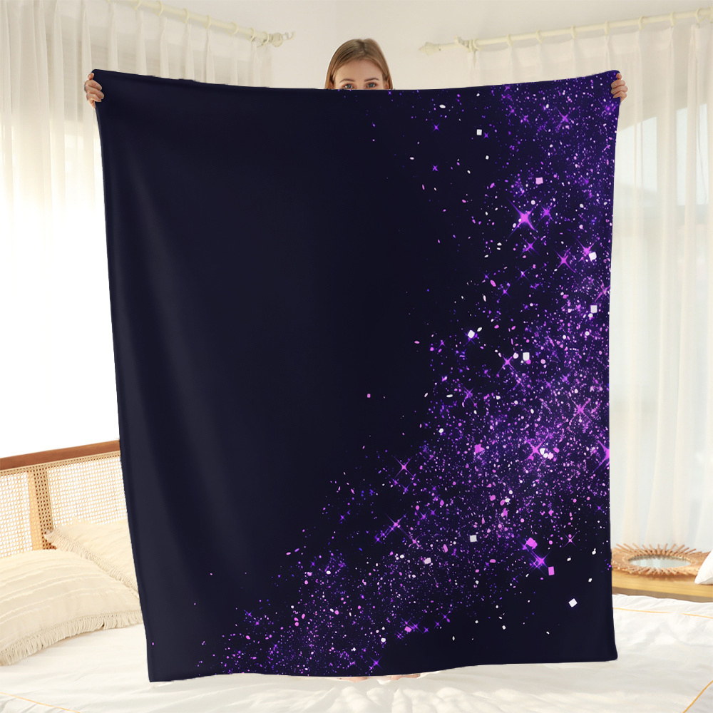 

Luxurious Purple Starry Sky Flannel Throw Blanket - Soft, Warm, And Cozy For Couch, Bed, Office, And Travel - Versatile All-season Gift