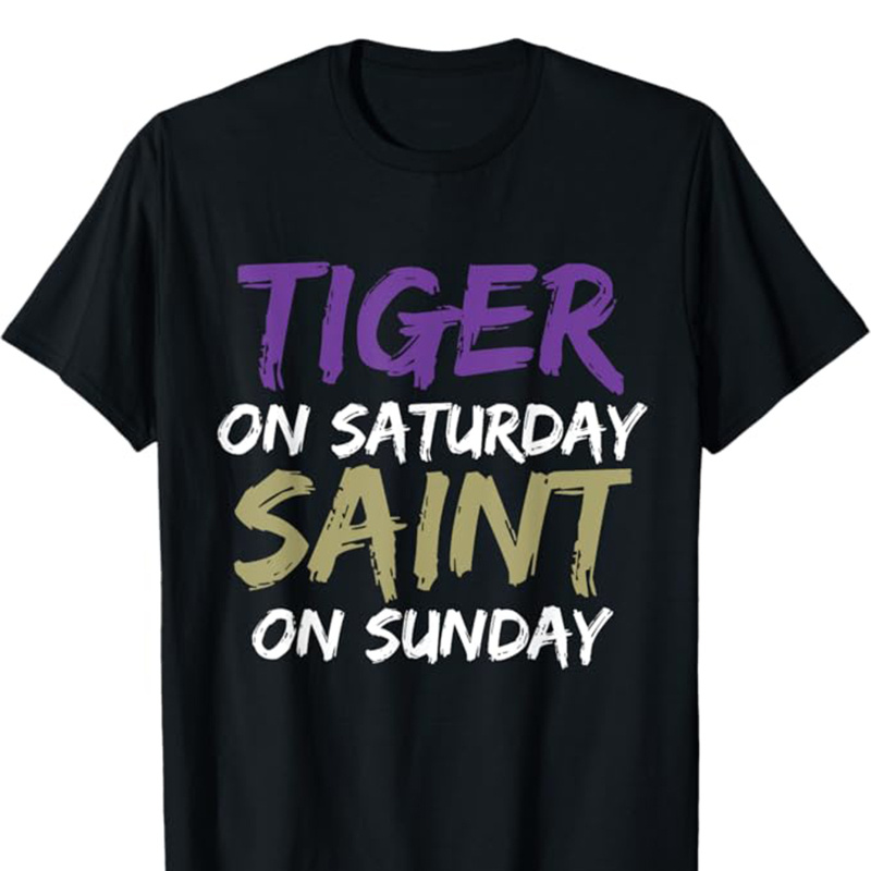 

Tiger On Saint On Sunday Printed Men's Cotton Graphic T-shirt, Casual Short Sleeve Crew Neck , Men' For Outdoor