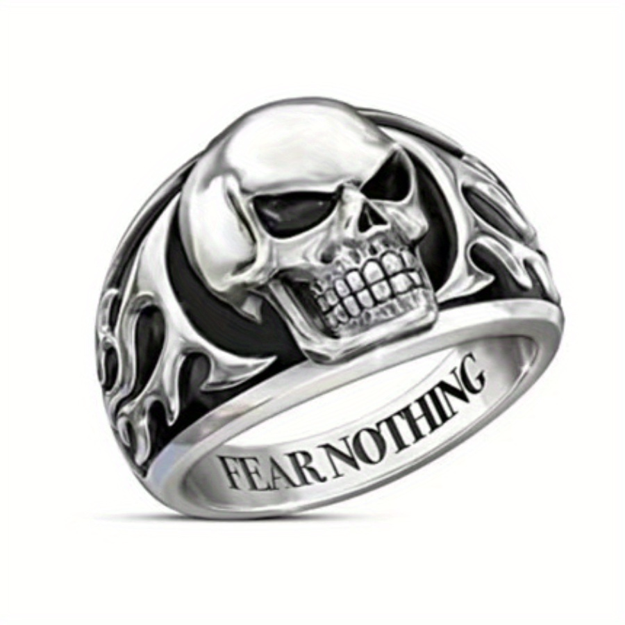 

'fear ' Hip Hop Men' Skull Ring Punk Gothic Engagement Wedding Band Anniversary Christmas Gift For Men Boyfriend Jewelry Rings Size 6-13#