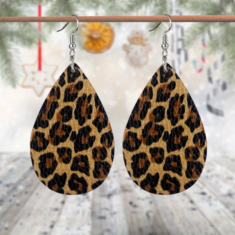 Simple leopard print sale velvet earrings for autumn and winter