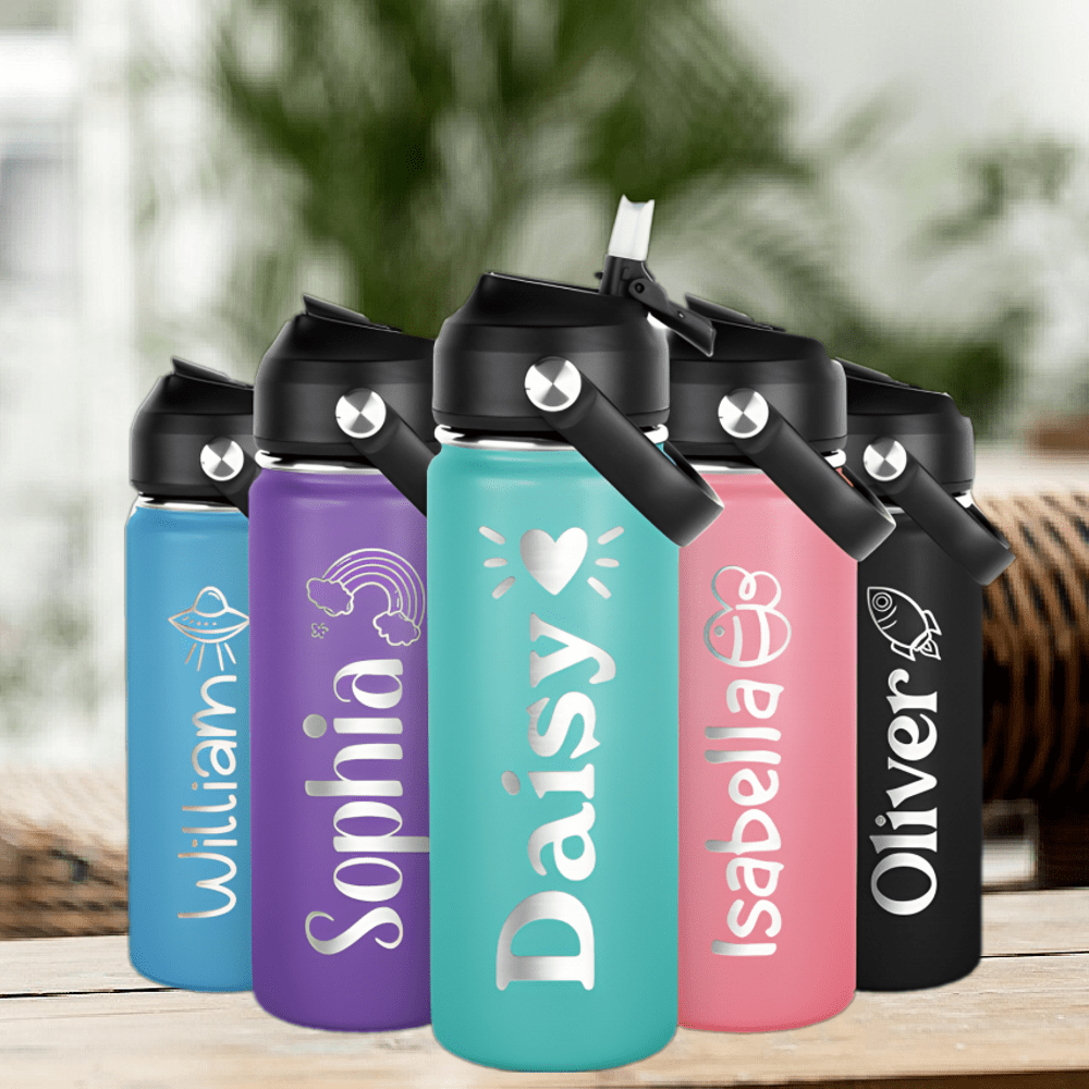 

1pc Custom Engraved 304 Stainless Steel Water Bottle With Straw Lid, 18oz Personalized Insulated Sports , Leakproof Bpa-free For School, Work, Outdoor Activities