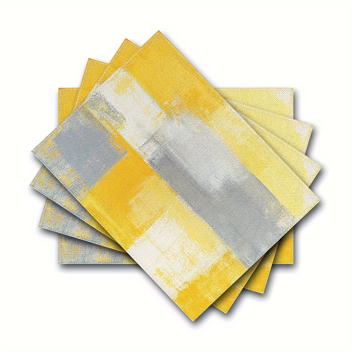 

4-piece Dining Placemats - Gray, White, And Yellow , Suitable For Home, Parties, Kitchen, And Outdoor Decor