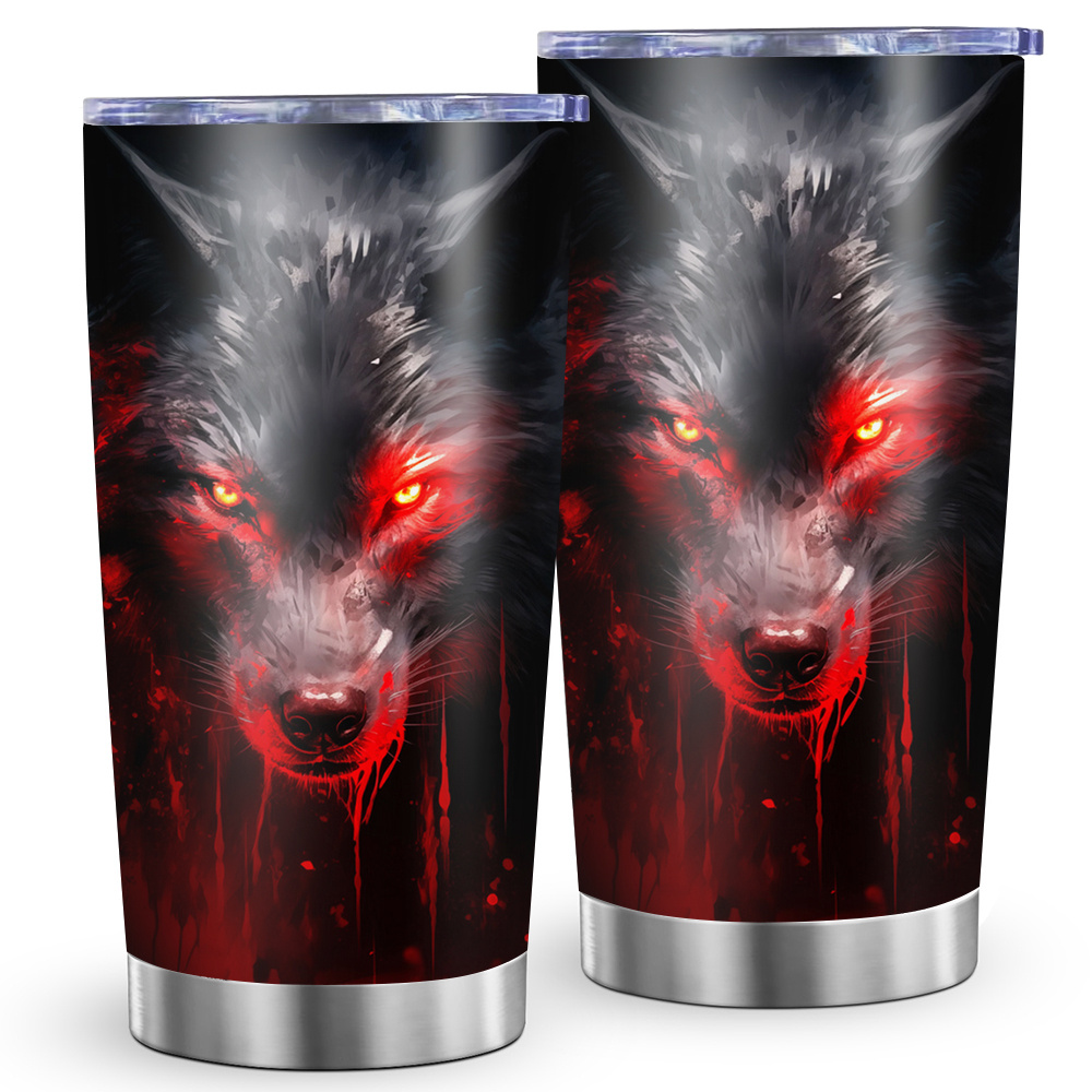 

1pcs 20oz Stainless Steel Insulation Straight Water Bottle Dual Wall Vacuum Tumblerful, Terrible Wolf King Print, Sliding Lid Travel Cups, Perfect Gift For Hot And Cold Drinks