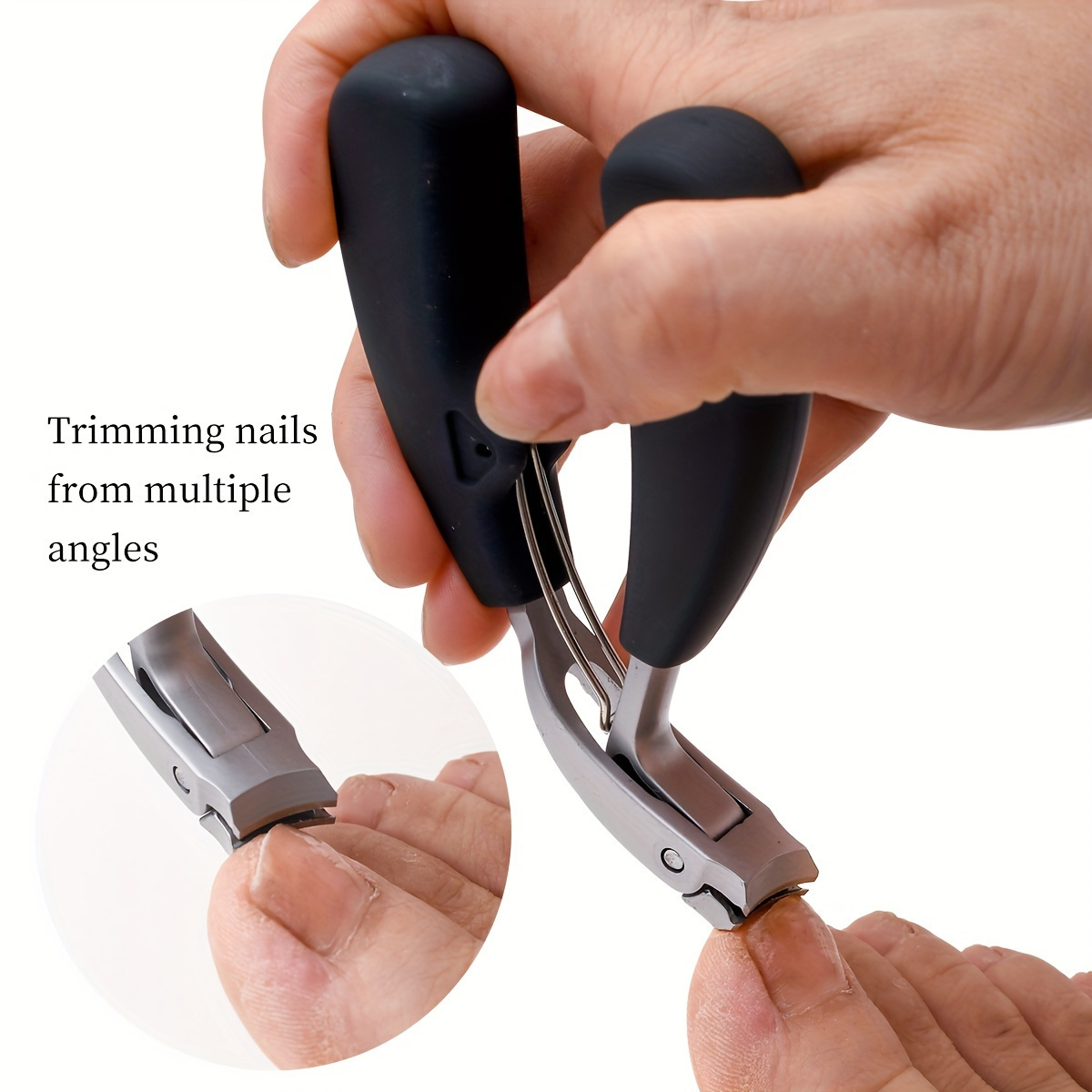 1pc heavy duty stainless steel nail clippers for thick nails   blade large opening design elderly friendly precision trimmer with long handle mens toenail fingernail care durable nail tool
