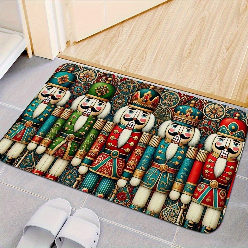 

Nutcracker Soldiers Microfiber Doormat - Non-slip Flannel Entryway Rug, Machine Washable, Decorative Floor Mat For Home & Office