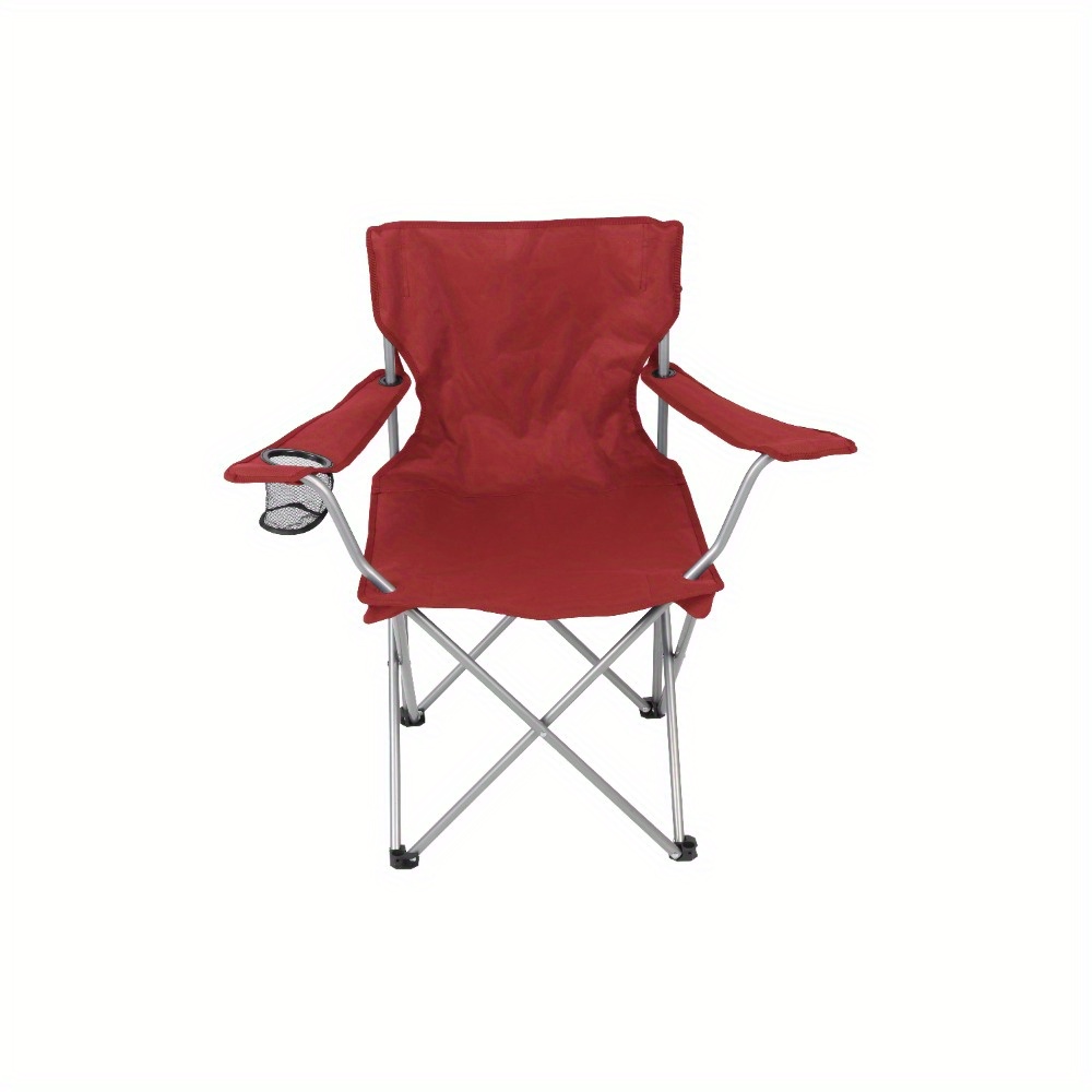 

Quad Folding Outdoor Adult Camp Chair With Cup Holder, Red