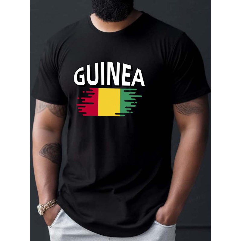 

Country Guinea Print, Men's Crew Neck Short Sleeve T-shirt, Stylish & Trendy & Cozy For Casual Summer Wear