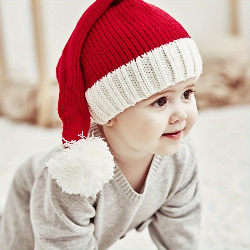 

Adorable Knitted Santa Hat With Pompom - , Lightweight & Washable - Perfect Christmas Gift For Girls