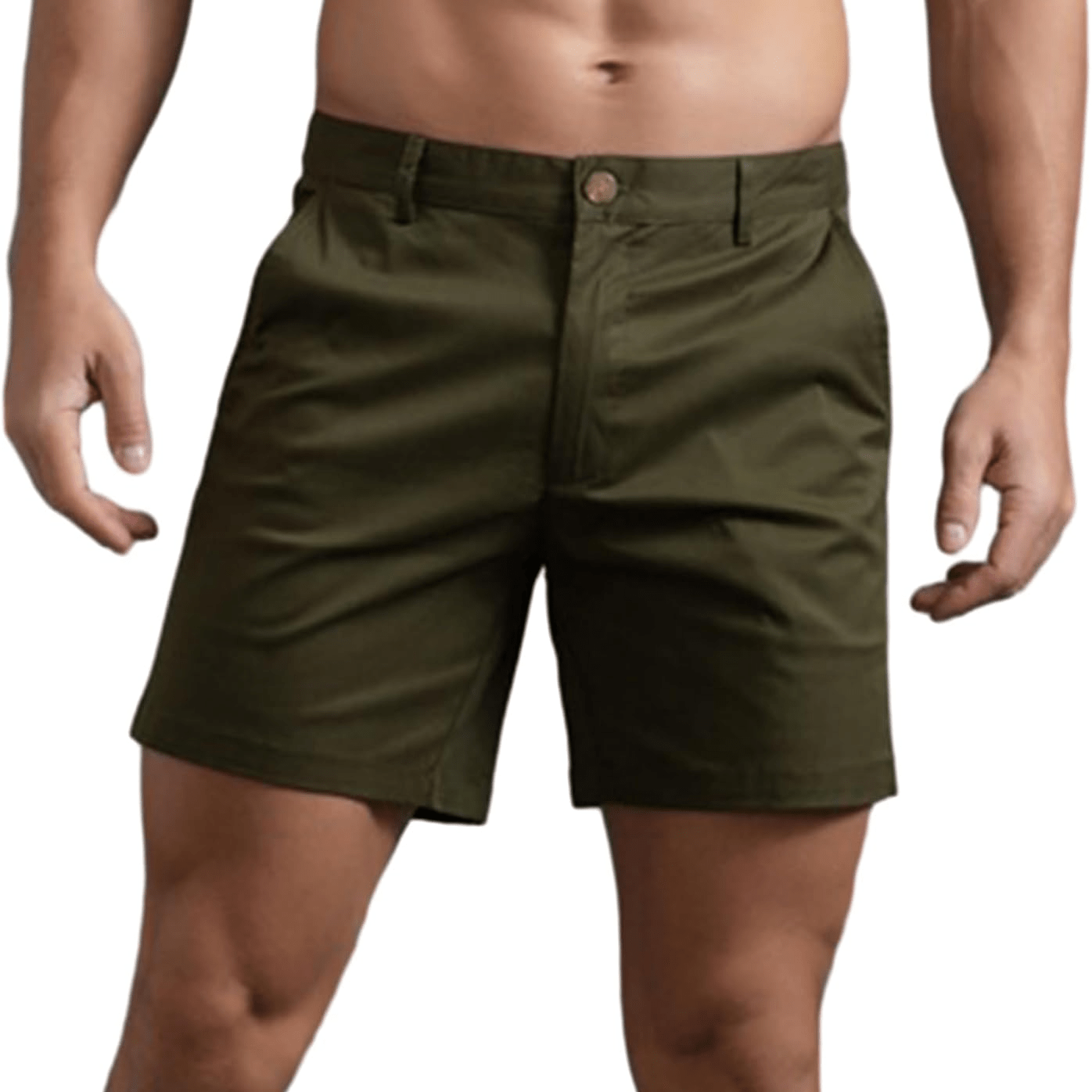 

Men's 6-inch Khaki Cotton Shorts - Lightweight, Quick-dry, Slim Fit With Waistband & Drawstring, For Hiking, Climbing & Casual Attire