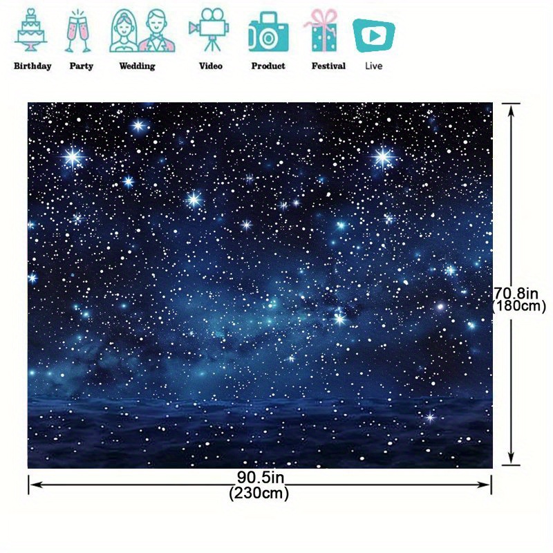 hintergrund aus sternenhimmel-polyester, 1 stück - kein   erforderlich, wiederverwendbar, einfache einrichtung für geburtstag, foto, hochzeit, partydekoration, fotografie-hintergrundbanner 59 x 39 zoll