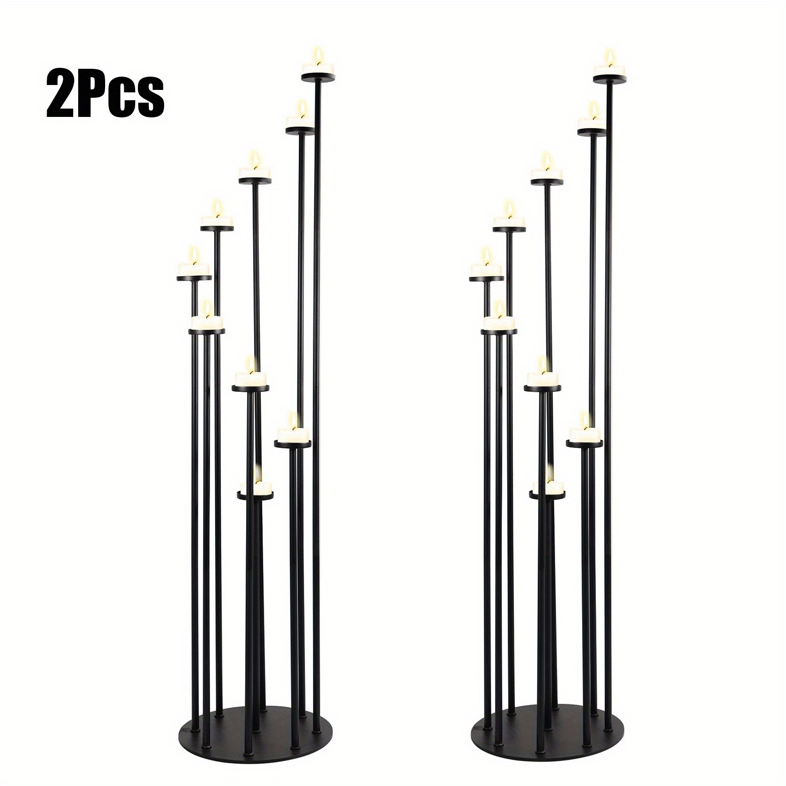 

2 Sets Tall Black Candelabra Centerpiece, Candle Holders For Christmas Wedding Home Halloween Party Decoration