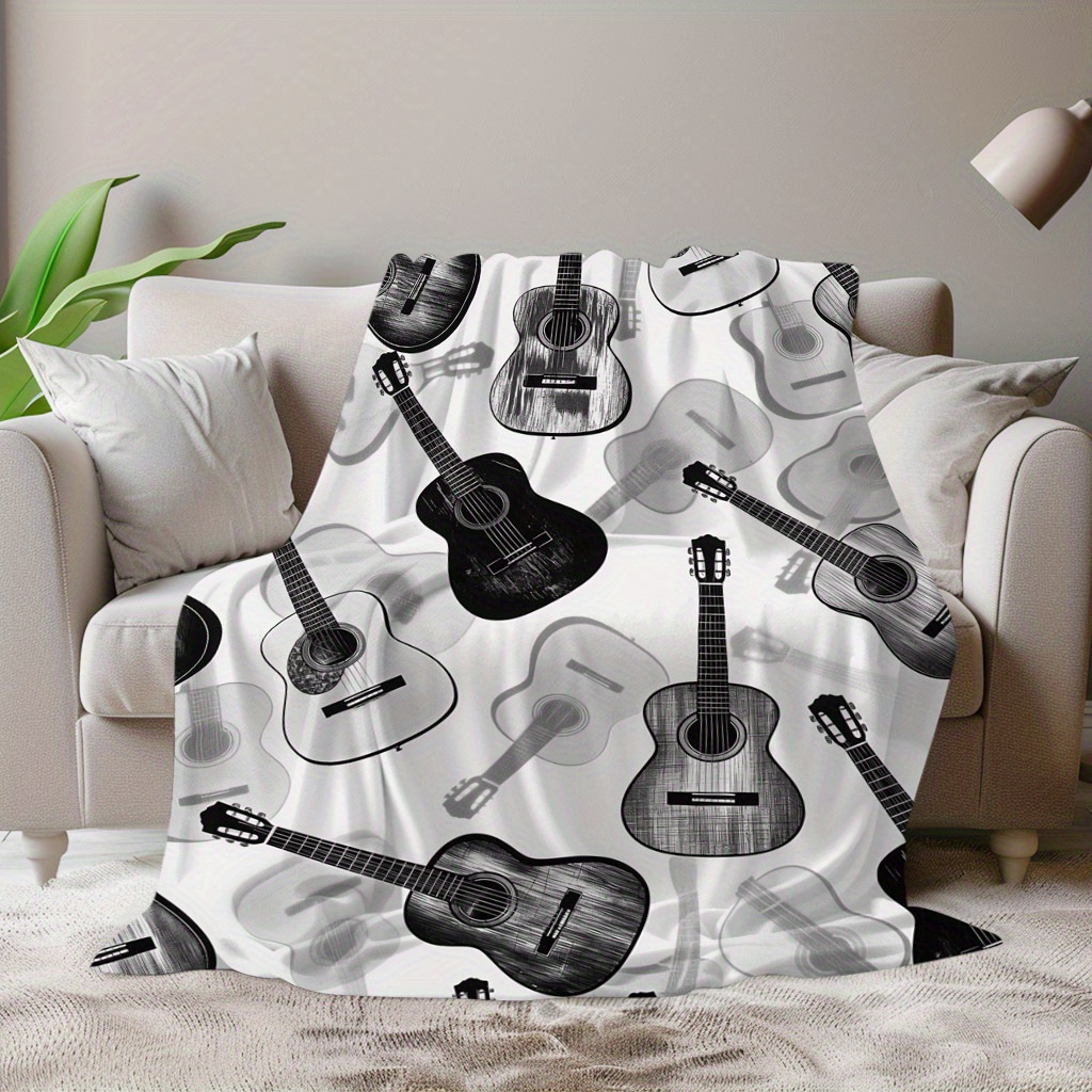 

Guitar-themed Flannel Blanket - , Camping, Travel & Home Decor | Ideal Gift For Music Lovers