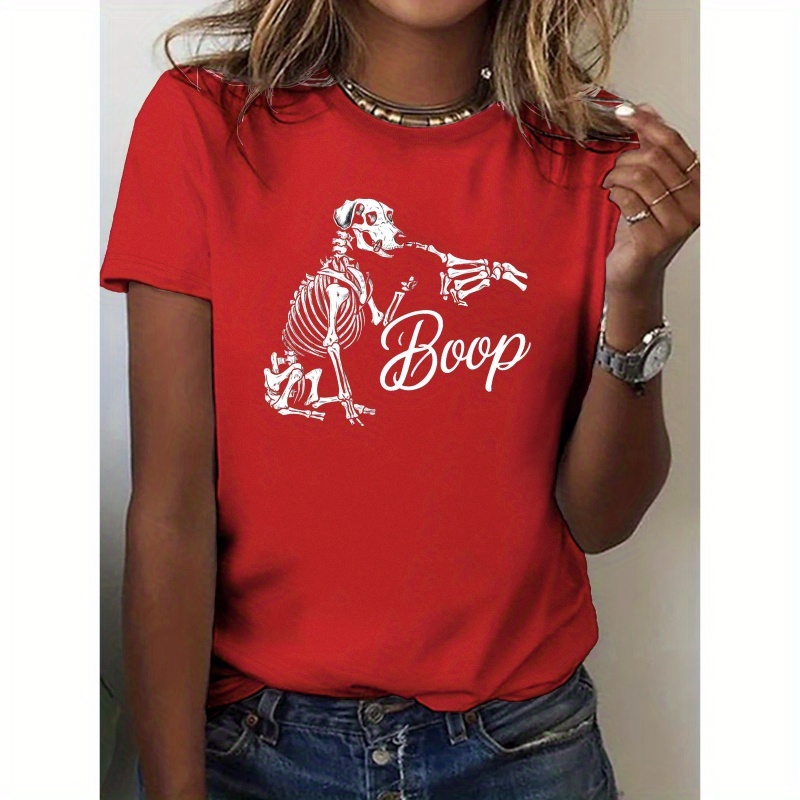 

Skeleton Dog Boop Pure Cotton Women's Tshirt Comfort Fit