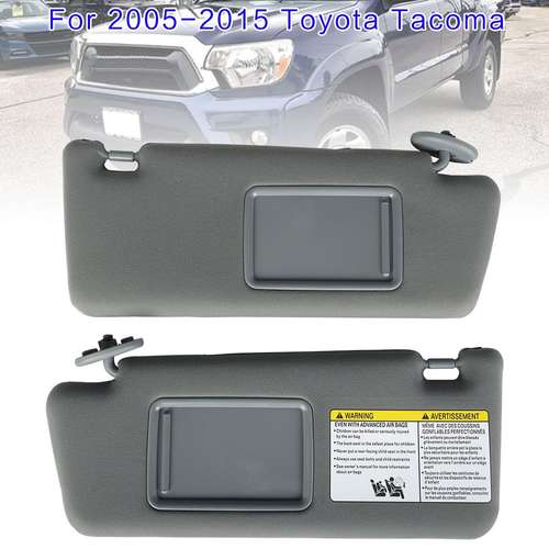 CCIYU Pair Sun Visors For 2005-2011 Toyota Tacoma – Med Gray With Mirror – Direct Replacement