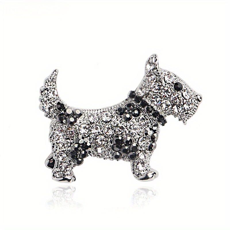 

Elegant Rhinestone Embellished Dog Brooch - Luxury Animal-shaped Sparkling Pin Accessory For Clothing