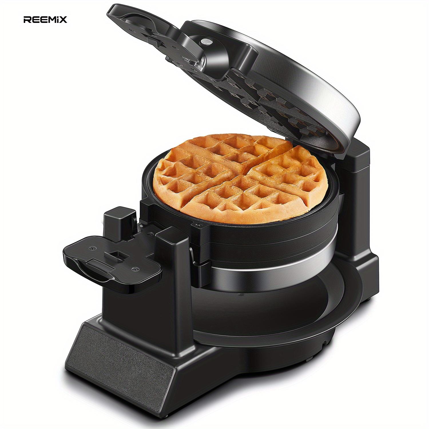 

Reemix Classic , Double Belgian Waffle Maker 180°flip, 1400w 8 Slices, Rotating & Nonstick Plates With Removable Drip Tray, Cool Touch Handles, Stainless Steel (8 Slices)