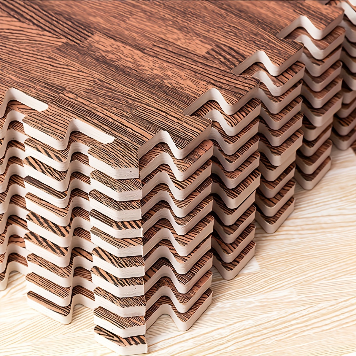 1pc Household Wood Grain Puzzle Mat Floor Mat Temu