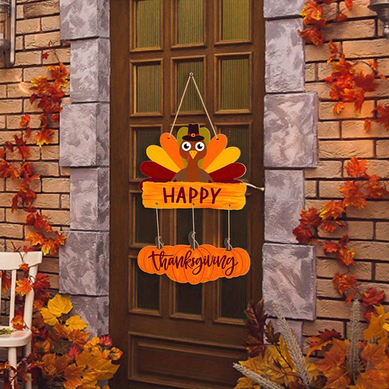 

Thanksgiving Turkey And Pumpkin Wooden Wall Hanging - Fall Decor