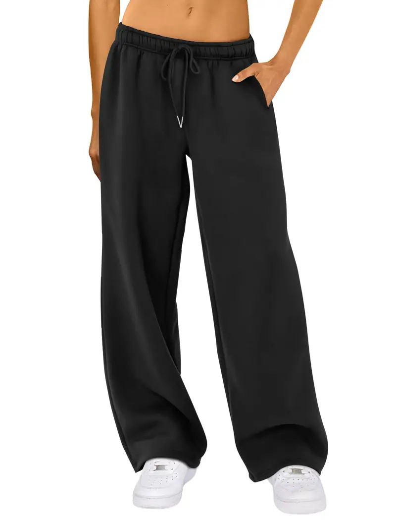 Locoowai 2 Pack Womens Yoga Joggers Cozy Sweatpants With Pockets Casual Loose Comfy High Waisted Lounge Pants Black Dark Graylarge