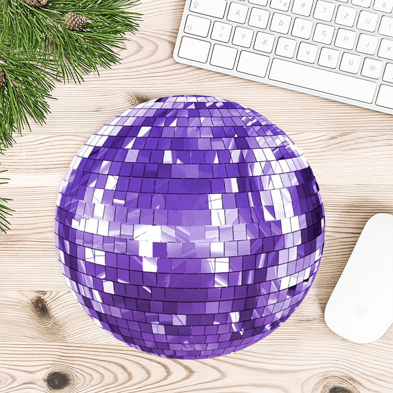 

Purple Chic Disco Ball Mouse Pad: Retro Art Design, 7.87x7.87 Inch, Non-slip Rubber Base, Stitched Edge - Perfect Enthusiasts