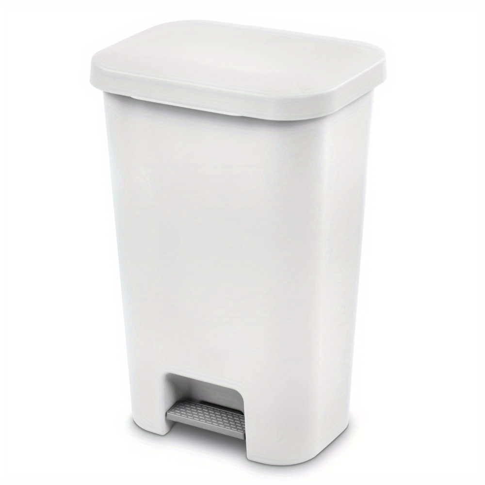 

11.9 Gallon Plastic Waste Basket, Easy To Use Modern Foot Pedal Wide Opening For Easy Access Easy To Clean Suitable For Use In The Kitchen, Bathroom, Bedroom, Dorm, Foyer Or Basement