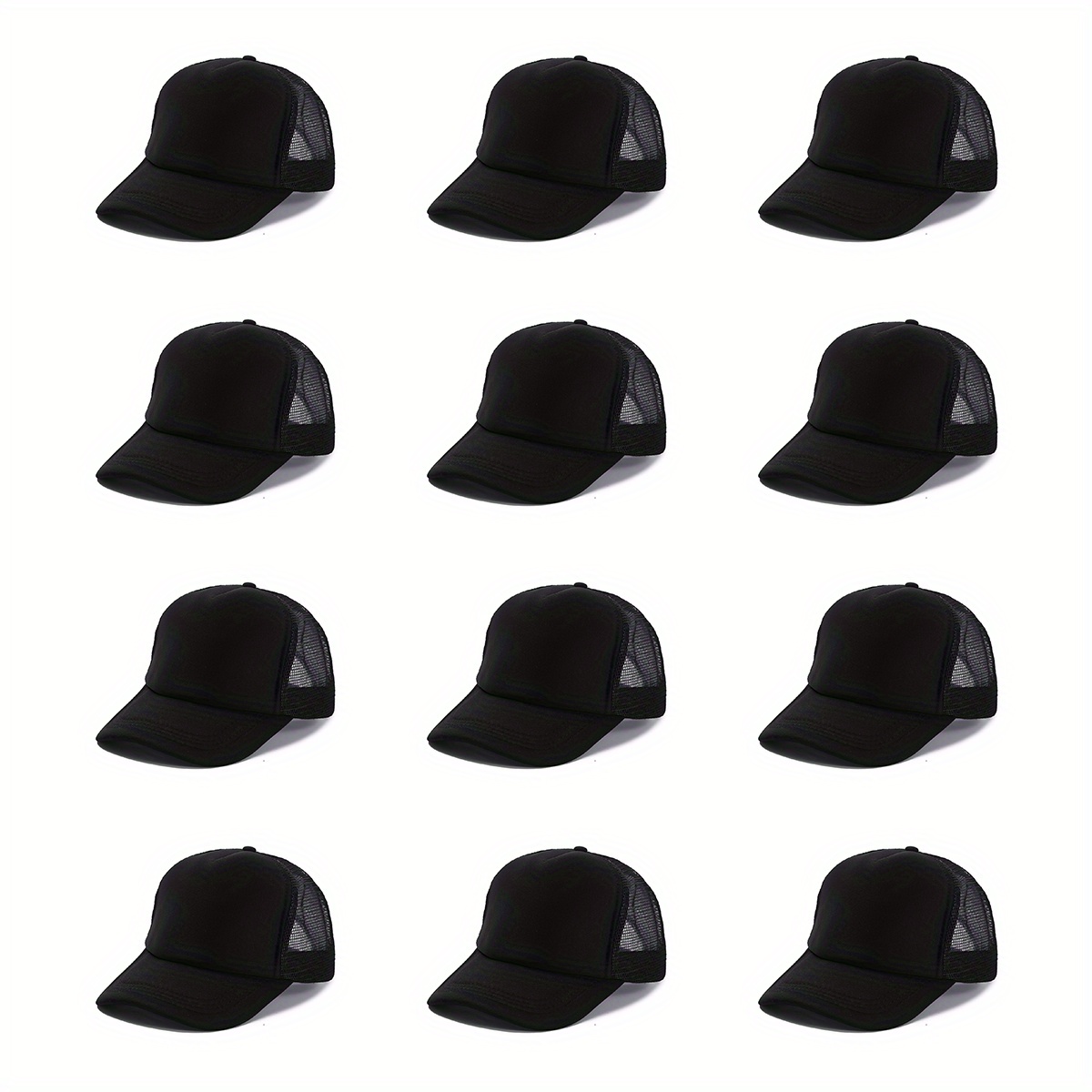 

12pcs Adjustable Baseball Caps - Breathable Mesh Trucker Hats For Outdoor, Sun Protection & Casual Wear