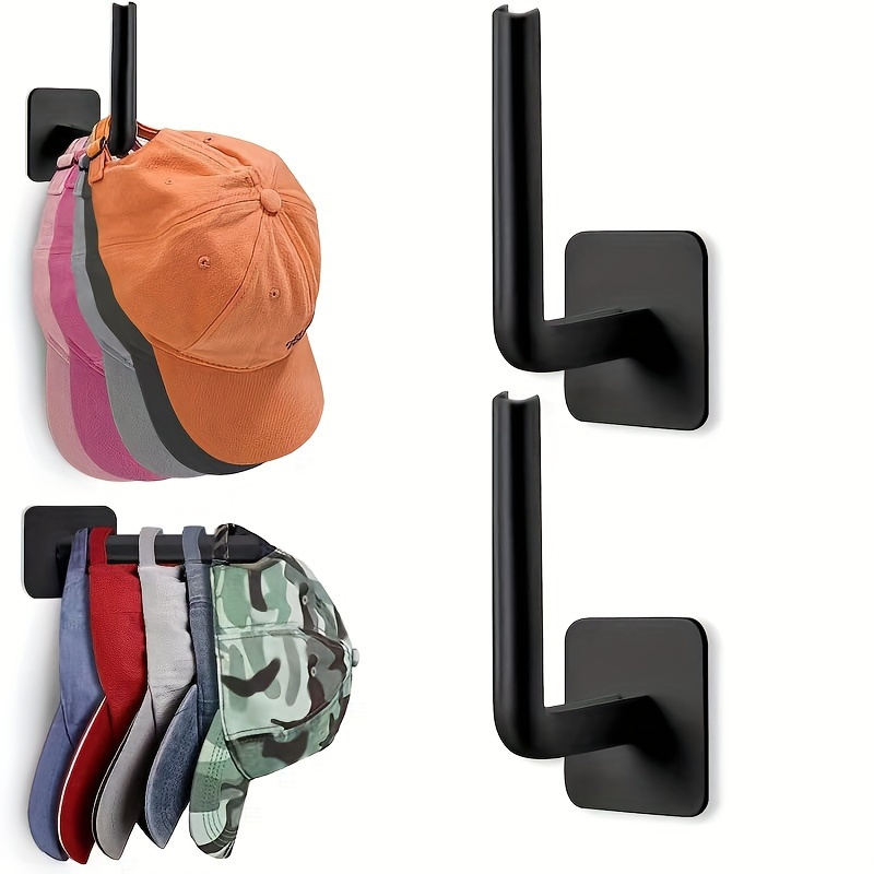 

L-shaped Hat Hook - Wall Mounted Baseball Cap Rack, Adhesive Hat Hooks For Wall Hat Hanger No Drilling Required, Space Saving Design For Hat Display Rack,