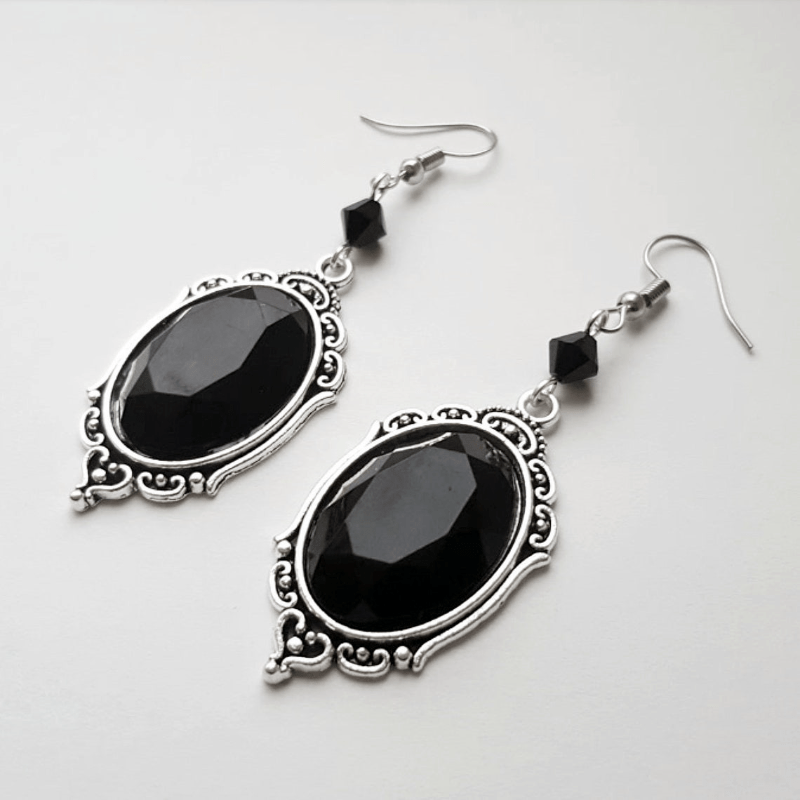 

1pair Dangle Earrings Gothic Style Black Embossed Earrings, 1 Pair Witch Drop Earrings, Fashion Jewelry Gift For Women