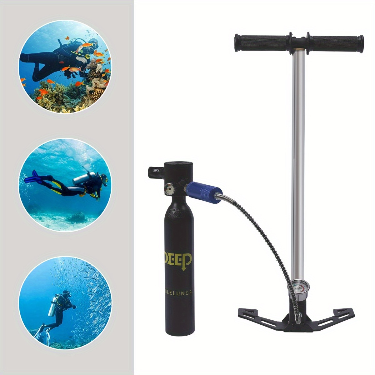 0.5L Mini Portable Scuba Tank Kit – Hand Pump, 10 Min Dive Time, For Pool & Snorkeling