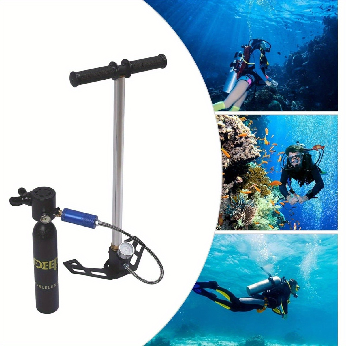 Dive Tanks For Sale Diving Tank Kit Portable 1L Mini Diving Tank Underwater Exploration Emergency Rescue Scuba Tank Mini Scuba Diving Cylinder Mini Scuba Tank Kit Diving Package Oxygen Tank Mini Diving