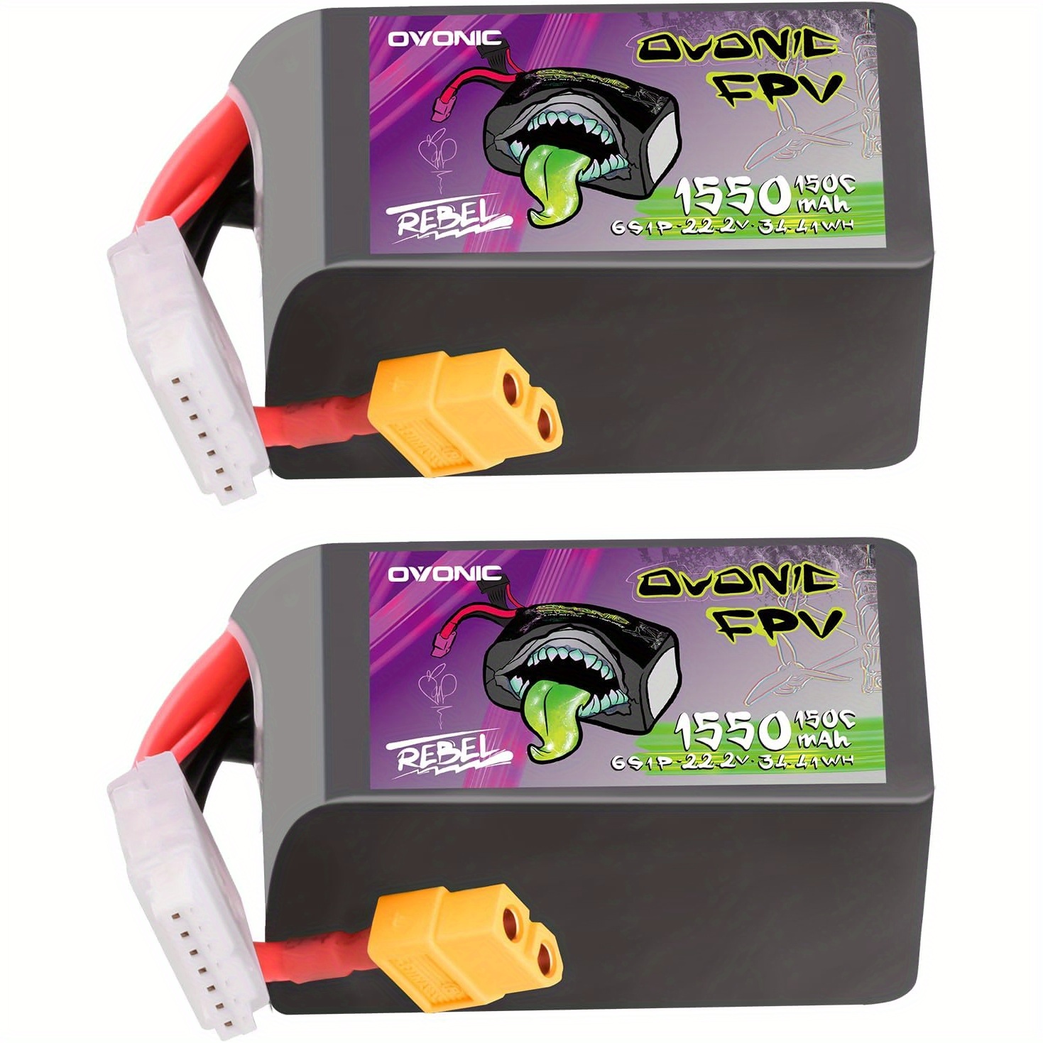 TEMU Ovonic 22.2v Lipo 1550 Mah 150c Lipo Battery With (2 Pack)