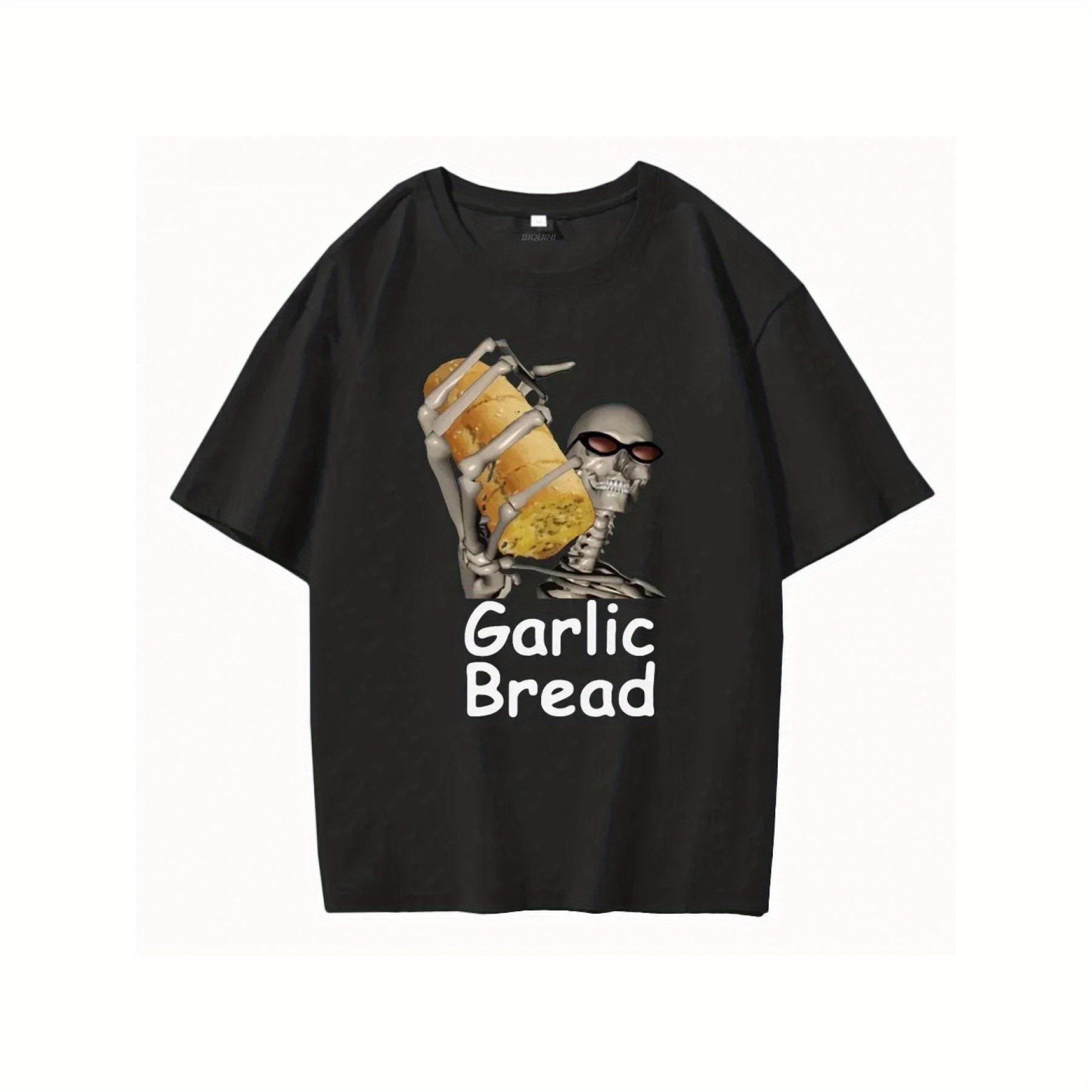 

1pc Garlic Bread Men's T-shirt Pattern Vintage Cotton When Mom Neutral Summer Women's T-shirt Loose Street Clothing