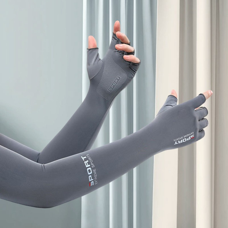 TEMU 1 Pair Of Summer Sunscreen Cuffs Thin Section Ice Silk Gloves, Uv Sunscreen Arm Ice Sleeve For Women Men Outdoor Sports Sunscreen