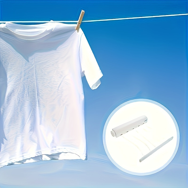 space saving retractable clothesline with 4 5 adjustable lines wall mounted plastic hooks for hanging portable laundry rack for indoor outdoor use drying racks details 0