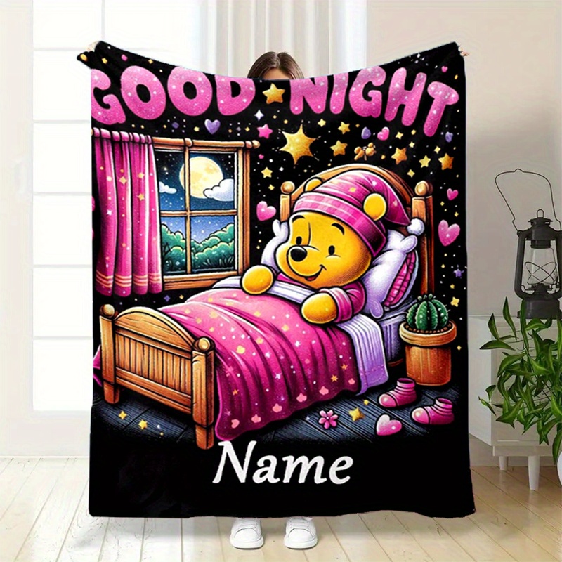 

Personalized Bear Fleece Blanket - Name, & For Bed, Sofa, | All- | Washable