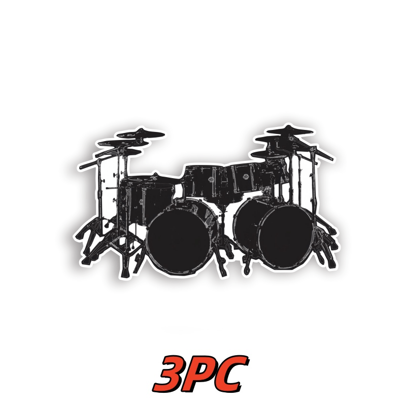 

3pcs Drum Kit Vinyl Waterproof Sticker Decal Car Laptop Wall Window Bumper Sticker