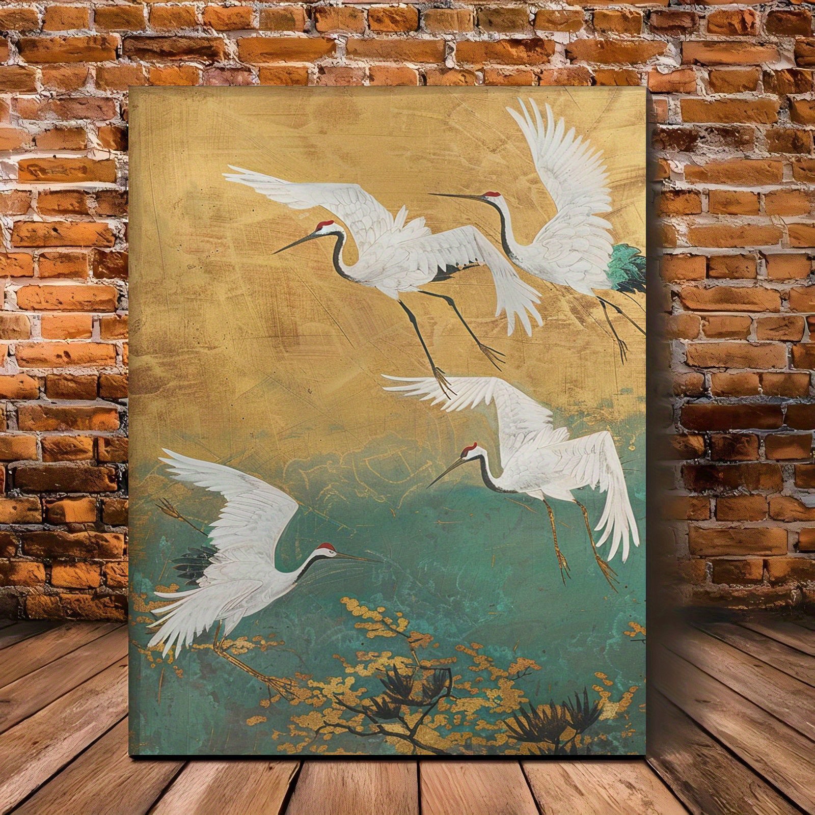 

Heron Birds Wall Art Canvas - 1pc Wood Framed White Birds Decor Canvas Painting | Major Material: Canvas | Wall Decoration For Living Room, Home | 11.8" X 15.7