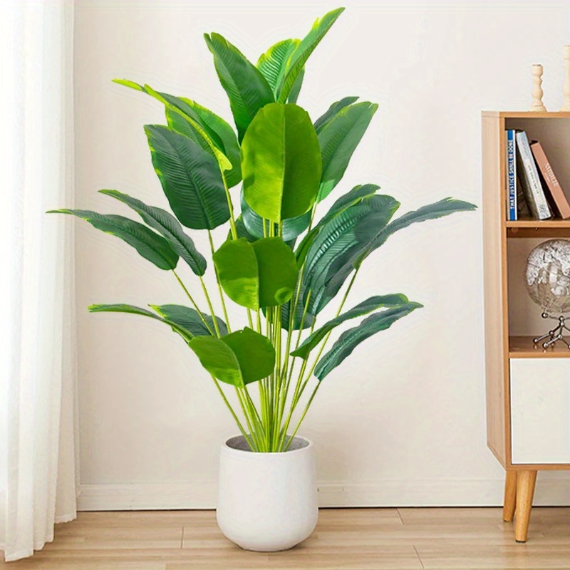 

Plant Fake Leaves - Real Touch Strelitzia Plastic Monstera For Home Garden -