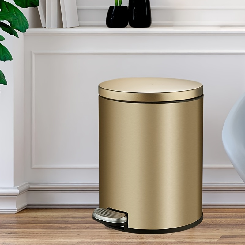 

1.59gal Stainless Steel Quiet-close Waste Bin, Rectangular Metal Trash Can For Bedroom, Kitchen, Living Room, Bathroom & Office, No Power Required