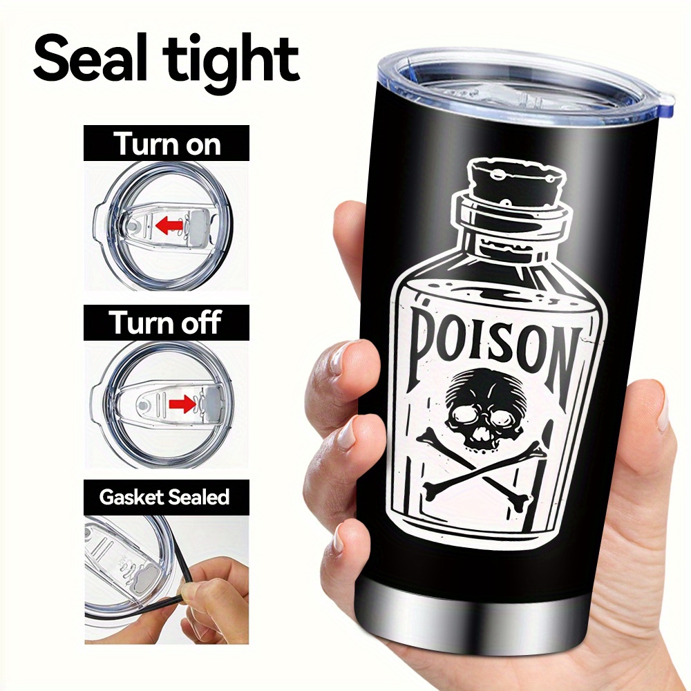 TEMU Bottle Modle Warning Sign Prints Water Cup, 1pcs 20oz Stainless Steel Insulated Tumbler, Perfect Gift For Hot And Cold Drinks