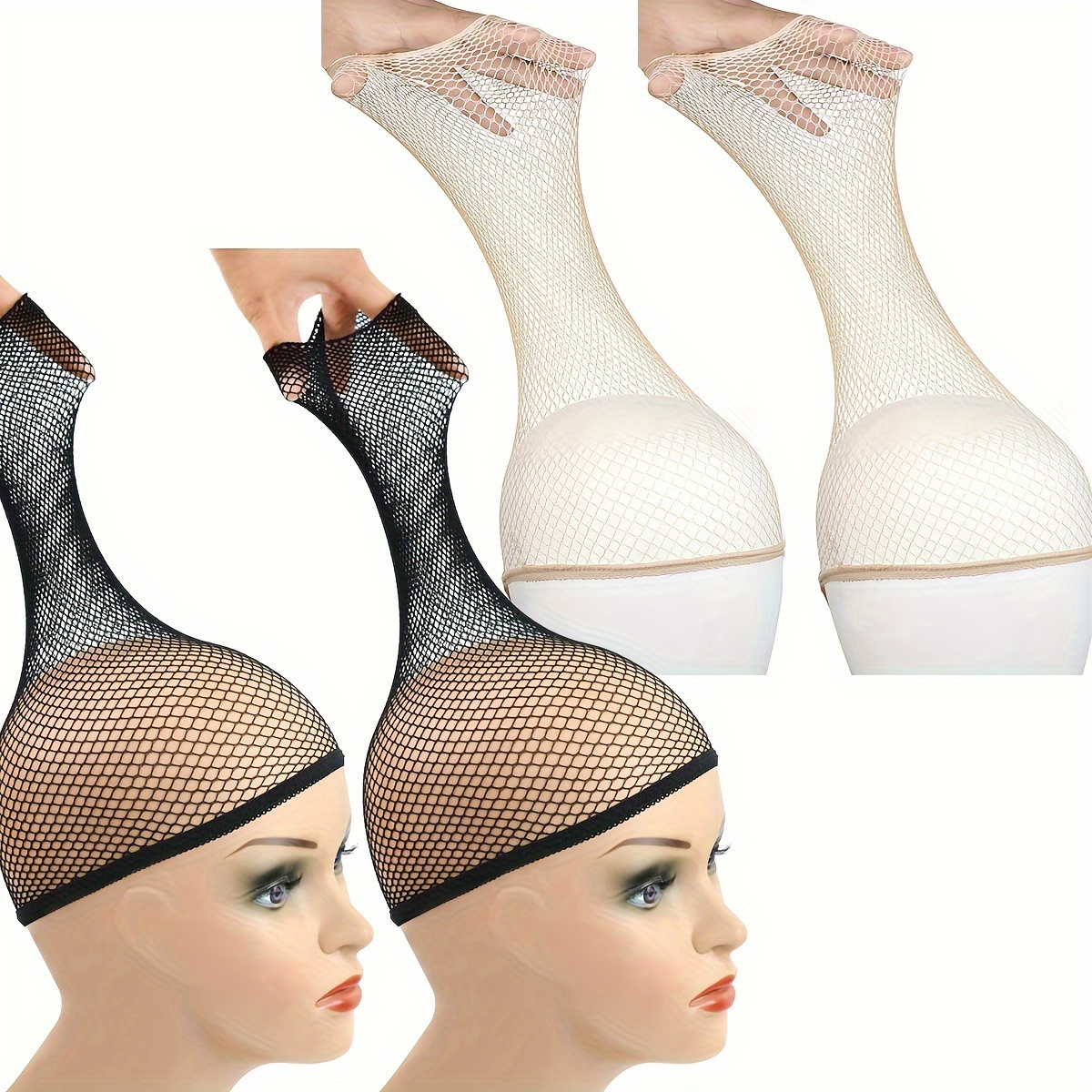 

4pcs For Hair, Mesh Wig Caps For Women (2pcs & 2pcs Black