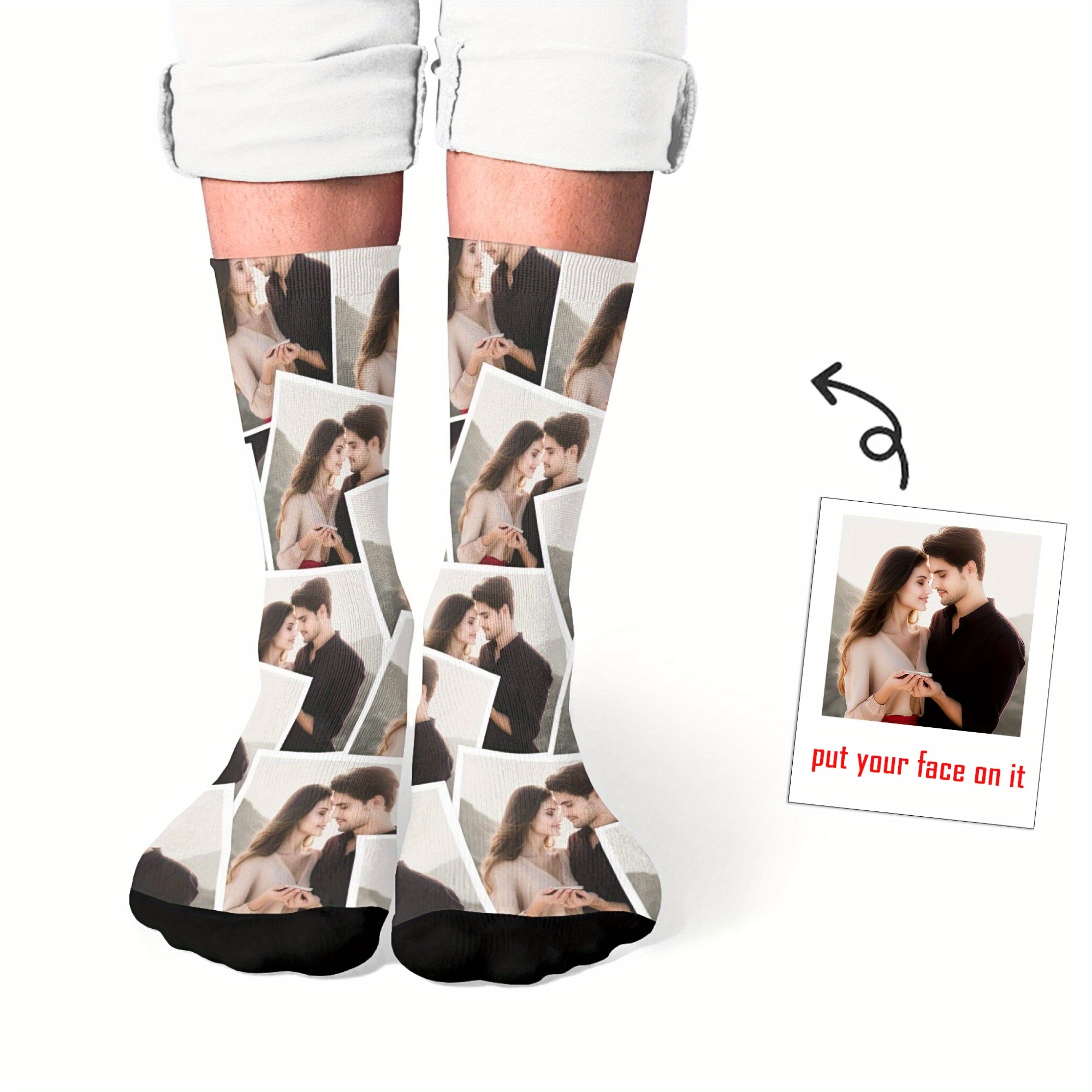 

Custom Photo Men's Crew Socks - Personalized , Breathable Polyester, Hand Wash Only