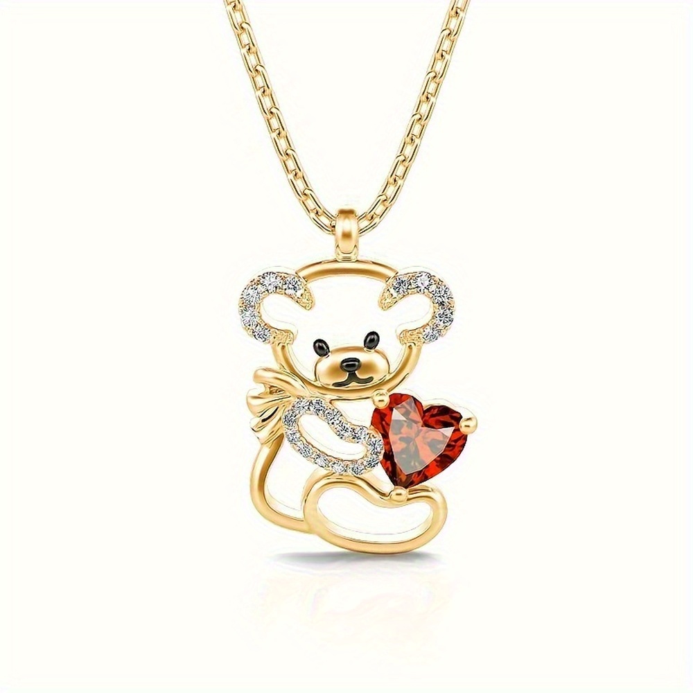 TEMU Cute Bear Pendant Necklace, Creative Animal Jewelry, Holiday Gifts, Women's Trendy Jewelry Necklace