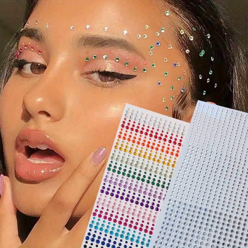 

1 Set 1-2pcs Rhinestones Colored Multiple Sizes Gem Stickers Makeup Music Festival Diy Eyes Face Jewels Stickers Cosplay Dance Performances Party Concert Wedding Christmas Fake Tattoos