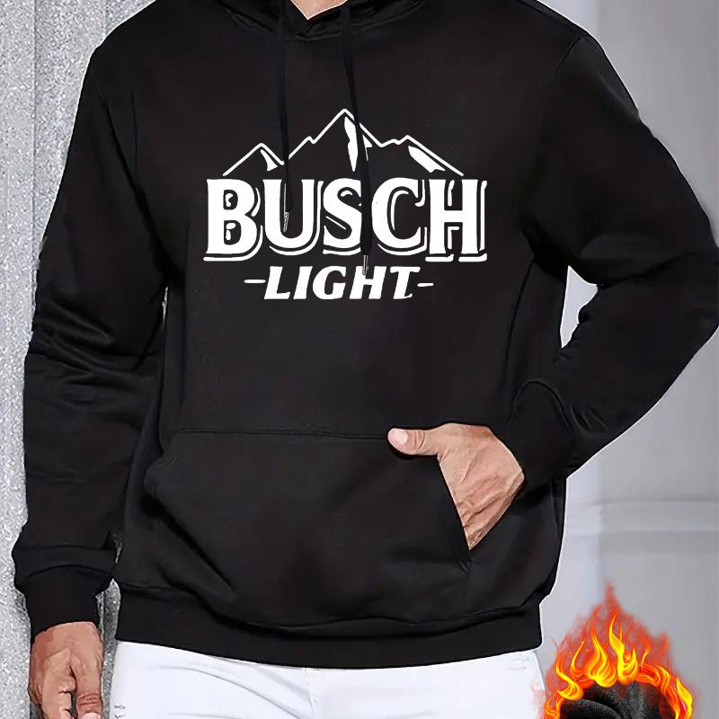 

Busch Mountain Graphic Hoodie - Casual & Sporty Men's Pullover With Drawstring, Polyester Blend, Machine Washable