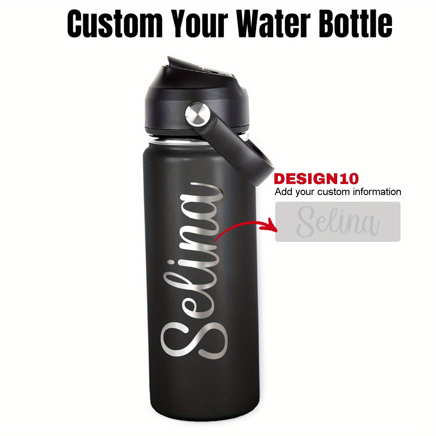 

Personalized 18 Oz Stainless Steel Water Bottle With Straw Lid - Double Wall Insulated, Custom Name Engraved, Leakproof, Bpa-free Sports Drink