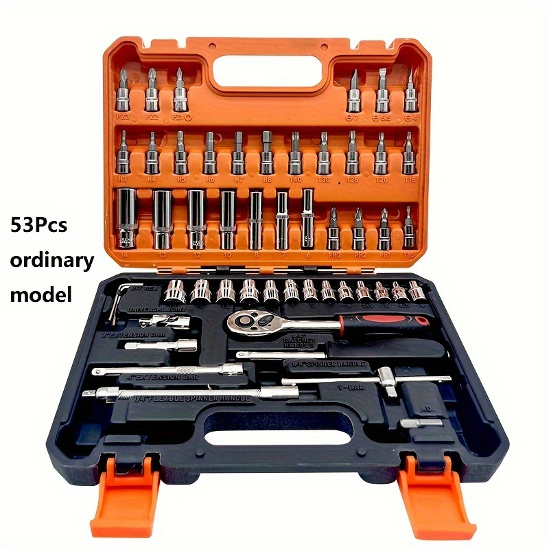 TEMU With 53pcs/151pcs Professional Auto Repair Tool Set With Wrench, Steel, , No Required