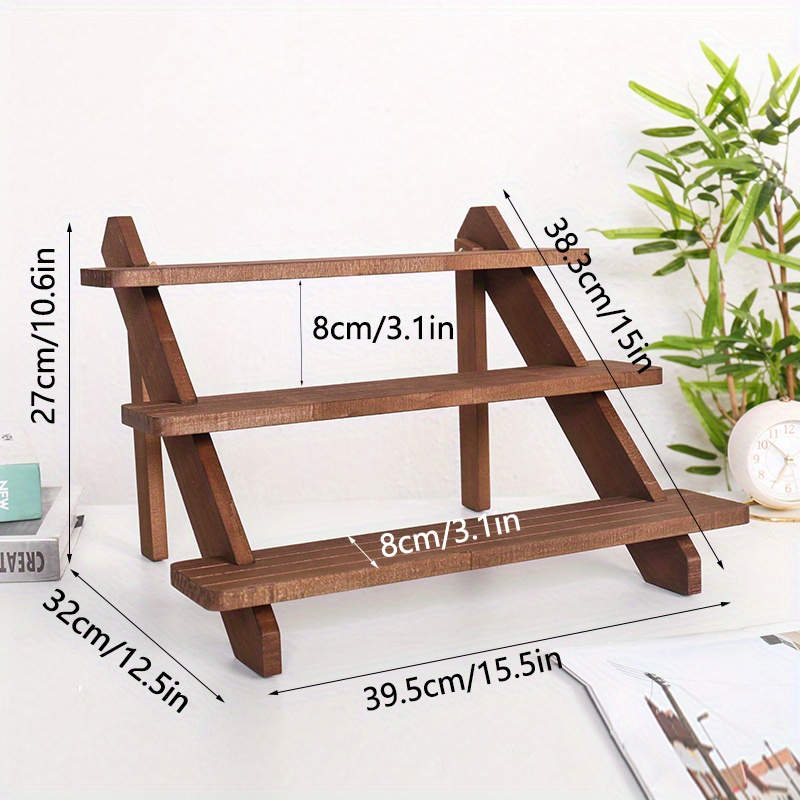 1pc Wooden Display Rack, Retro Creative Display Rack, Earring And Ring Display Rack, Dessert, Cupcake Display Rack, Natural Wooden Storage Rack (without Power Supply) , Jewelry Towers