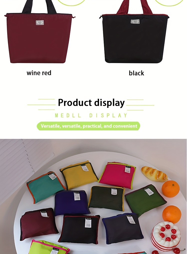 1pc large capacity high quality reusable shopping bag with washable pocket foldable portable kitchen and dining supplies shopping bag reusable shopping bag foldable shopping bag details 7